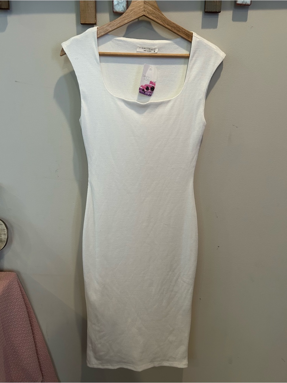 Final Touch White Ribbed Scoop Neck Dress